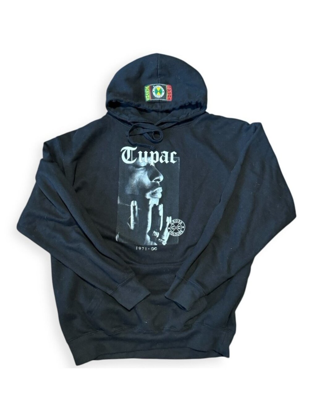 Vintage Cross Colours Tupac Shakur 2PAC Mens Hoodie Large Y2K Grunge Skate 90s